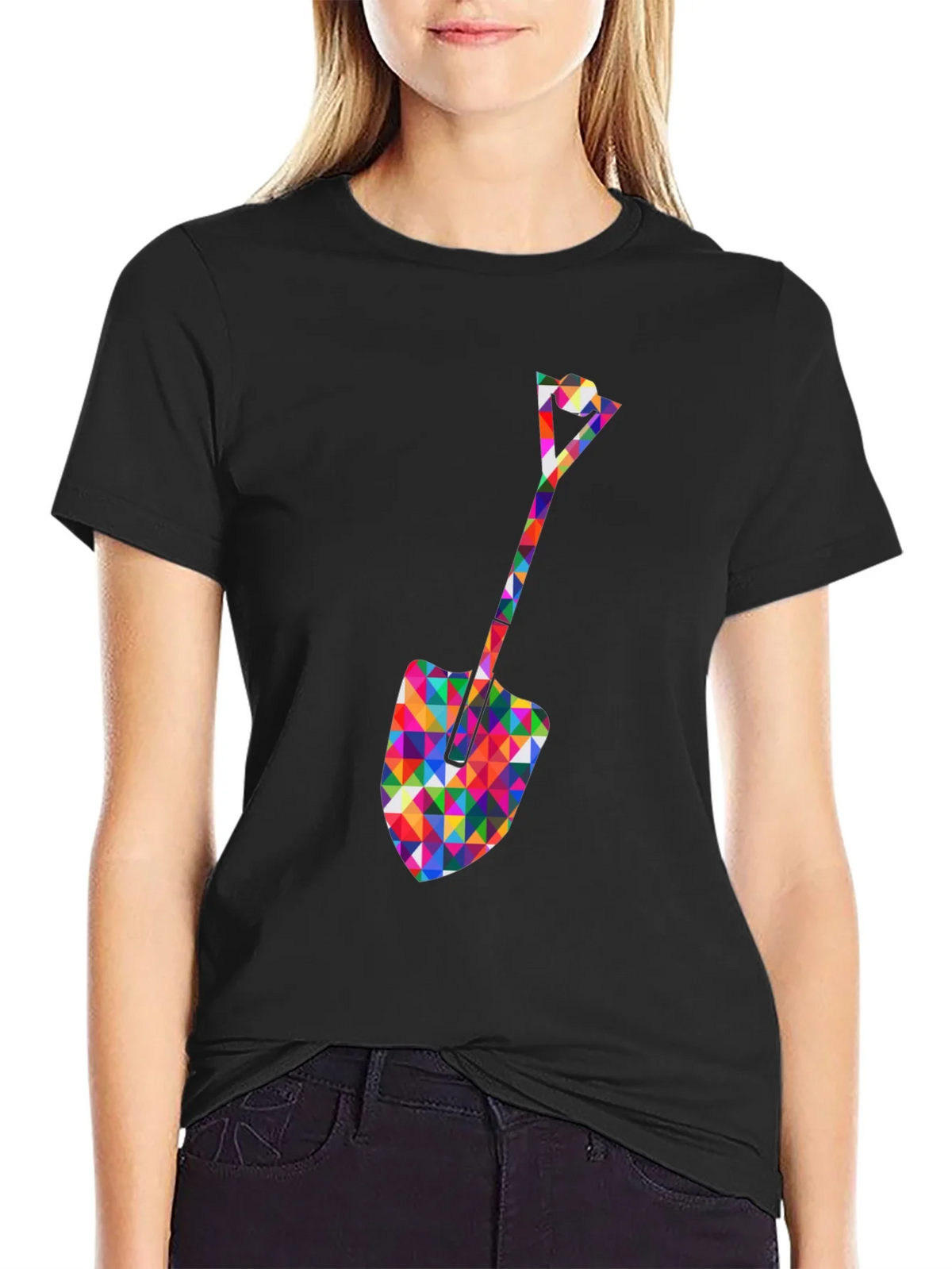 Geometric Spade Graphic Tee - Stylish Crew Neck Shirt product image 2