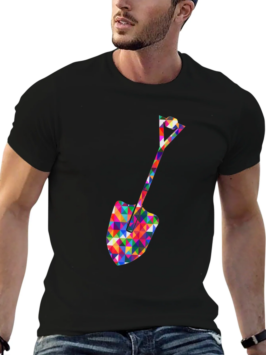 Geometric Spade Graphic Tee - Stylish Crew Neck Shirt product image 6