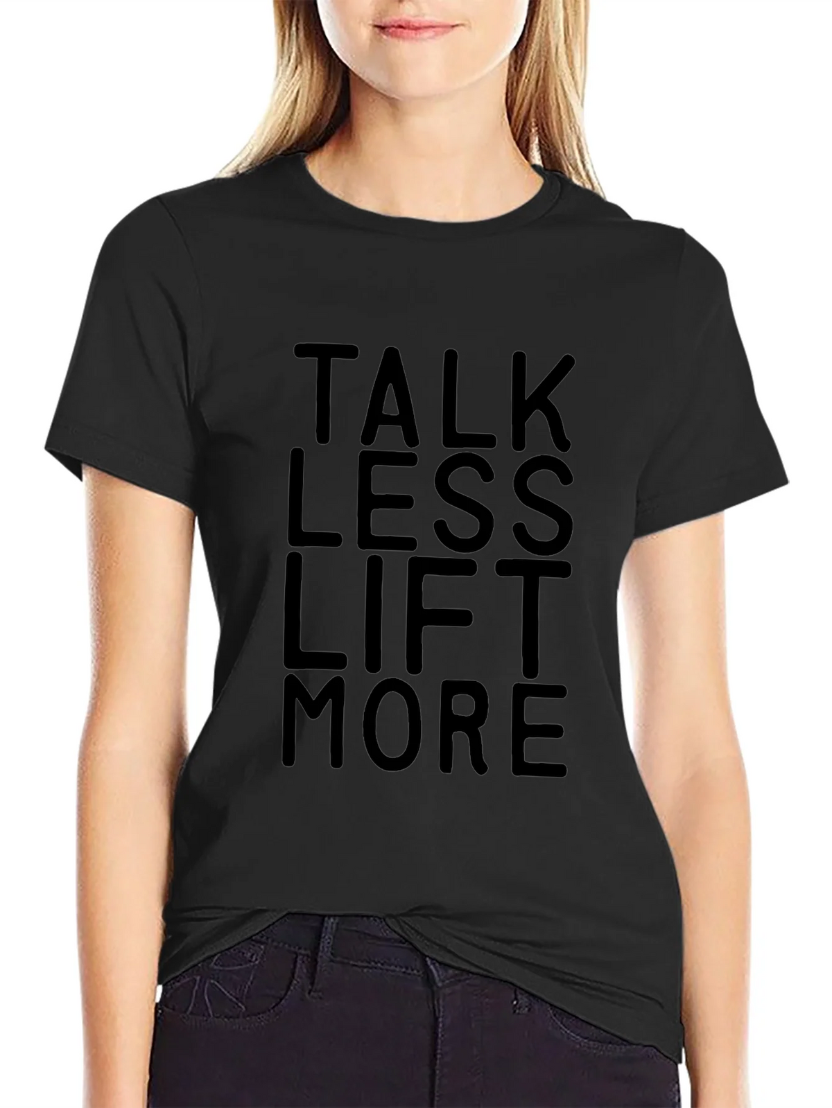 Talk Less Lift More Black Graphic T-Shirt Gym Workout Tee product image 2