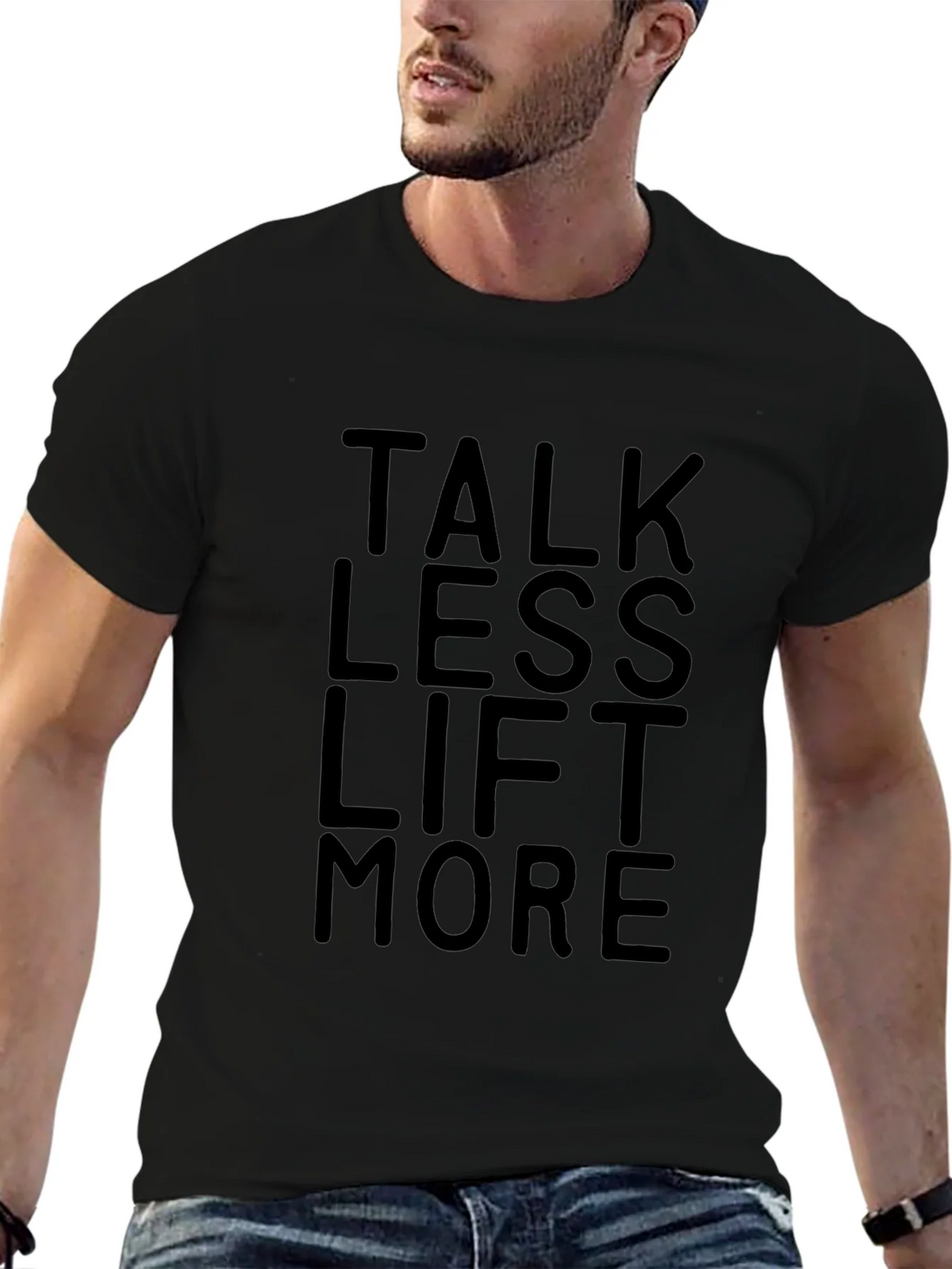 Talk Less Lift More Black Graphic T-Shirt Gym Workout Tee product image 4