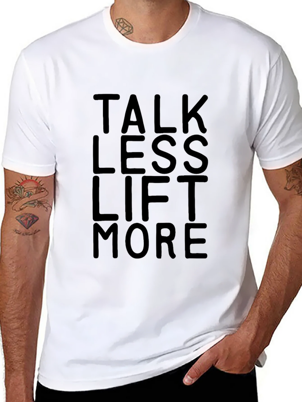 Talk Less Lift More Black Graphic T-Shirt Gym Workout Tee product image 5