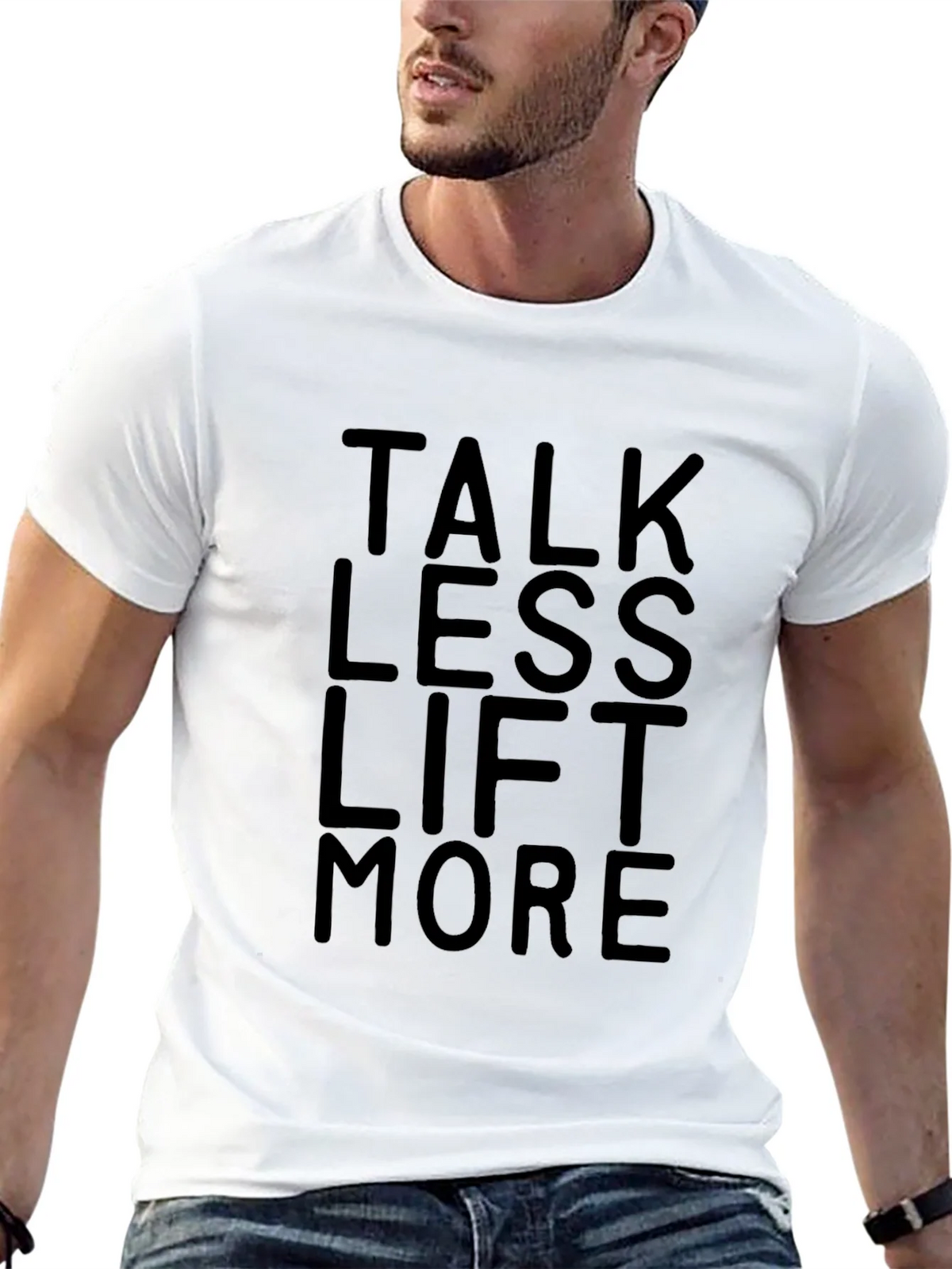 Talk Less Lift More Black Graphic T-Shirt Gym Workout Tee product image 10