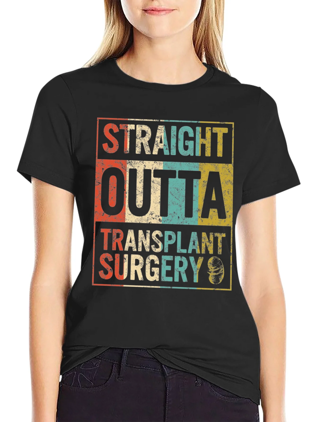 Straight Outta Transplant Surgery Black T-Shirt product image 2