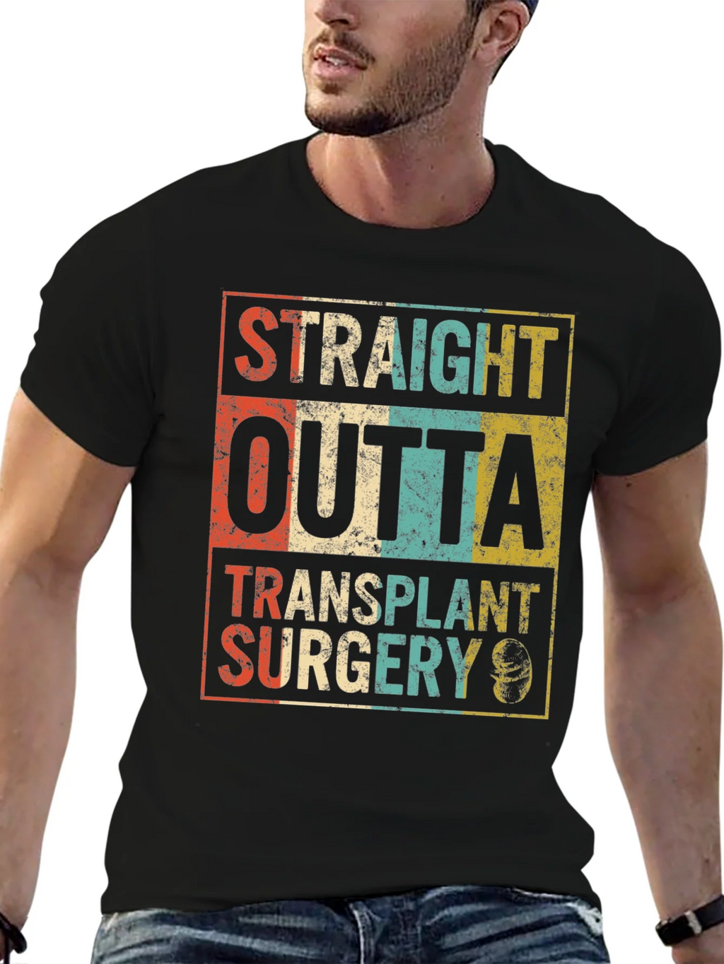 Straight Outta Transplant Surgery Black T-Shirt product image 6