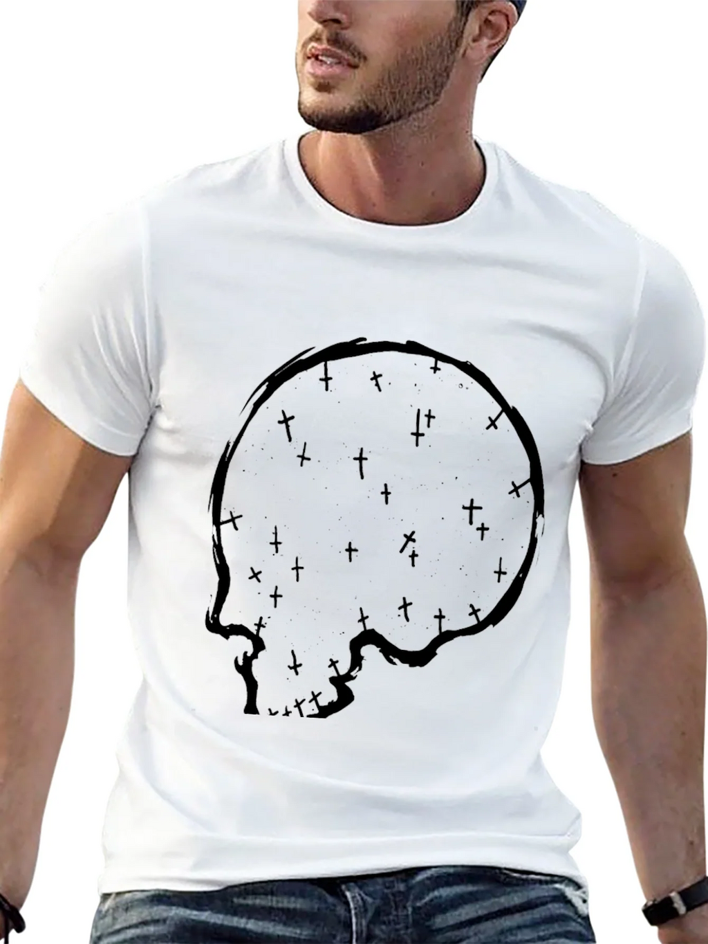 Skull & Crosses Graphic Print Black T-Shirt product image 12