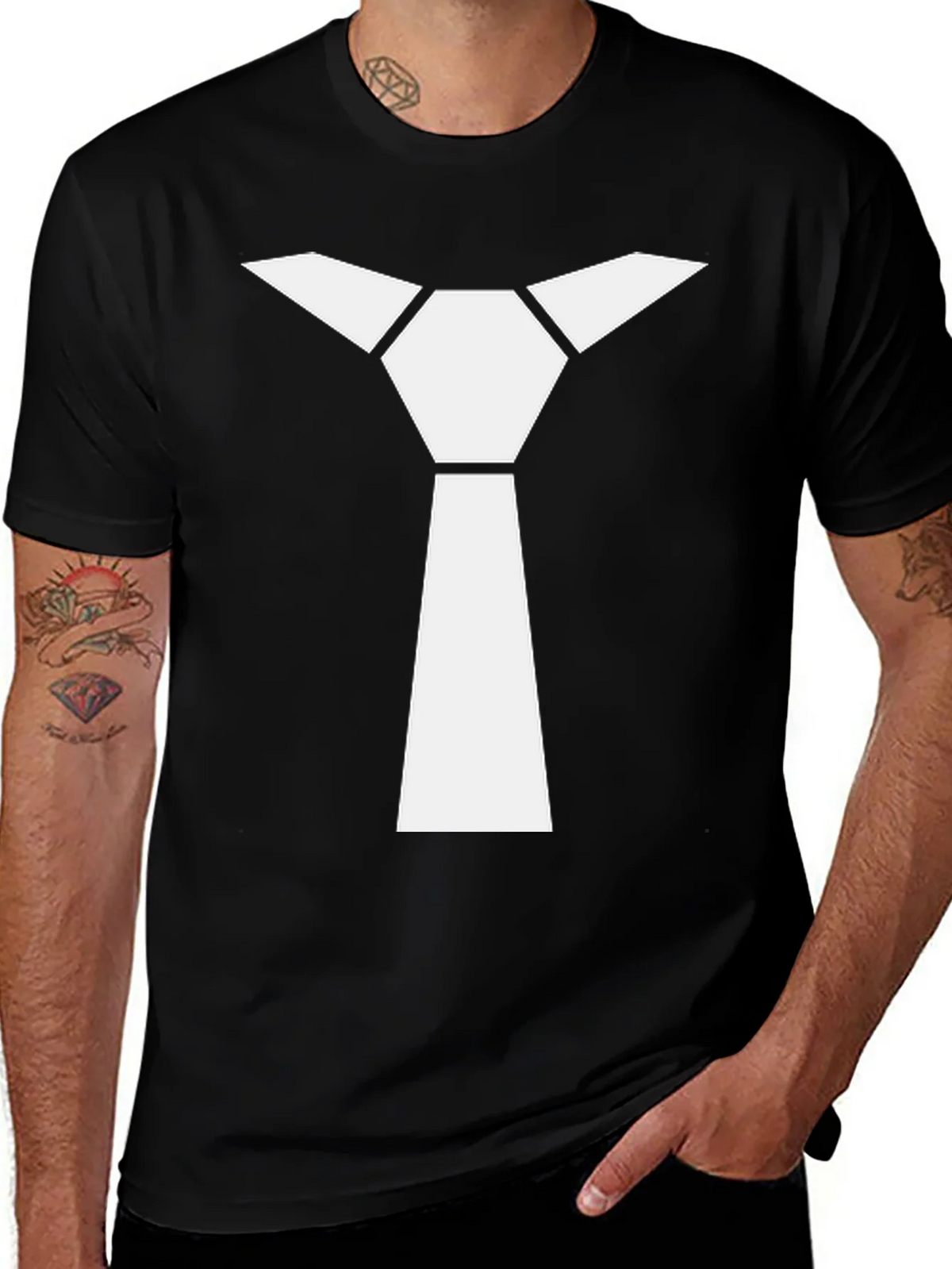 Geometric Necktie Graphic Tee - Modern Minimalist Style product image 1