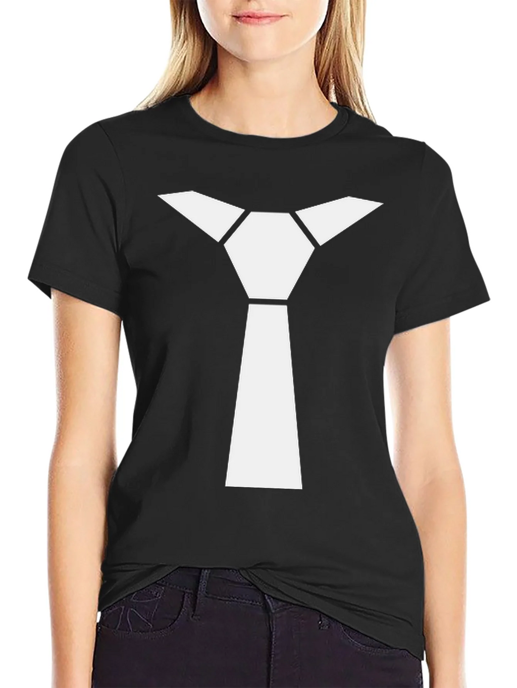 Geometric Necktie Graphic Tee - Modern Minimalist Style product image 2
