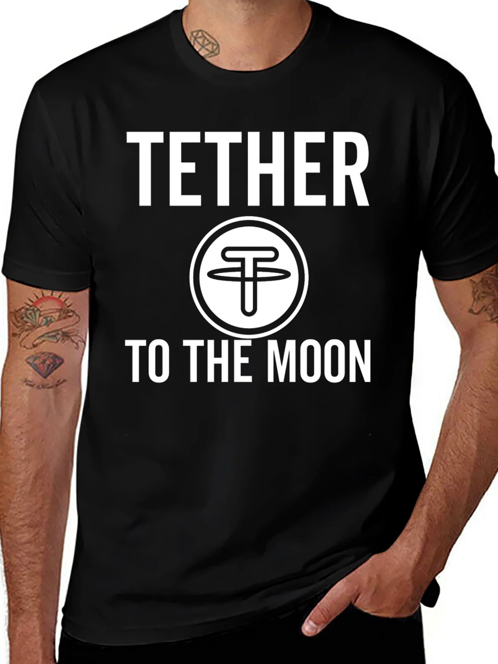 Tether to the Moon Crypto T-Shirt - Black product image 1