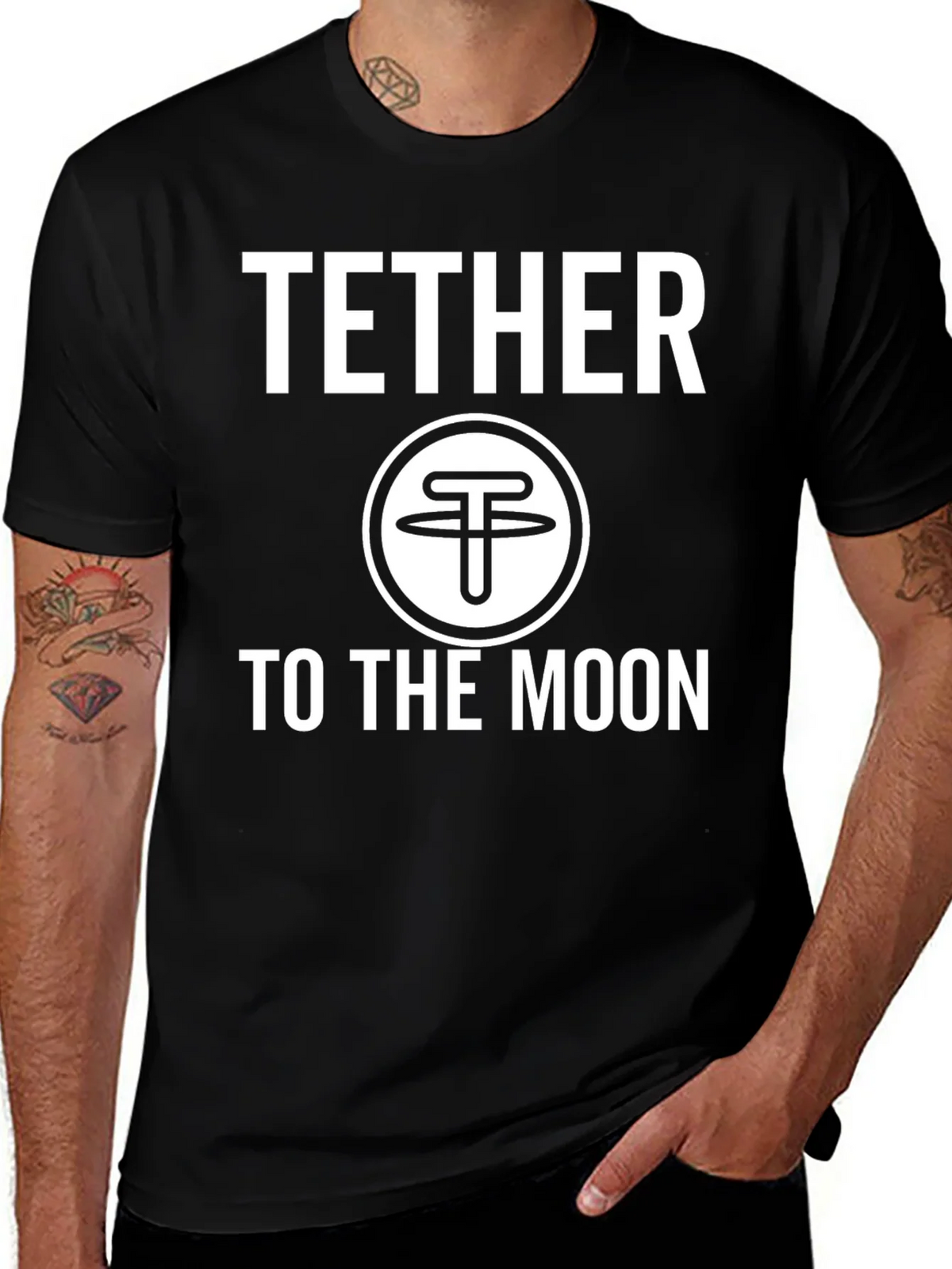 Tether to the Moon Crypto T-Shirt - Black product image 1