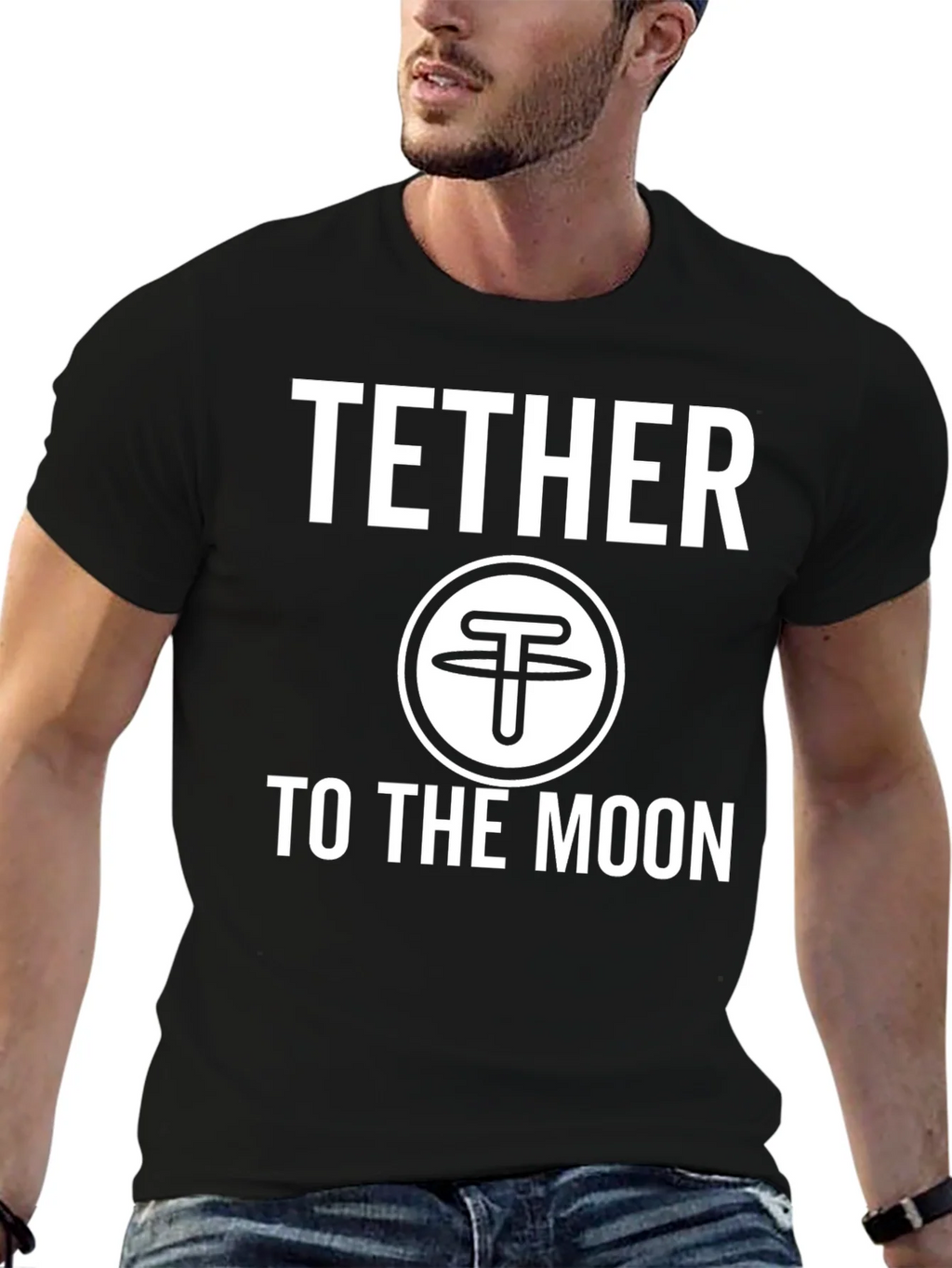 Tether to the Moon Crypto T-Shirt - Black product image 6