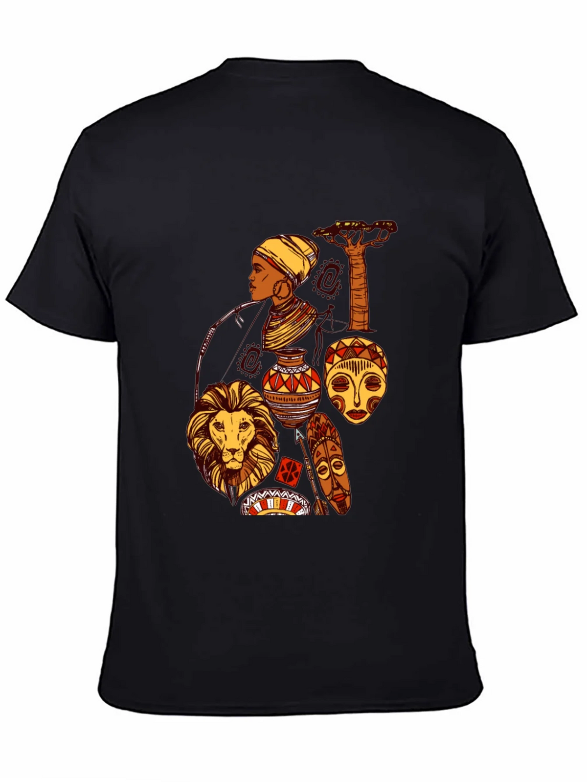 African Culture Graphic Print Black T-Shirt product image 3