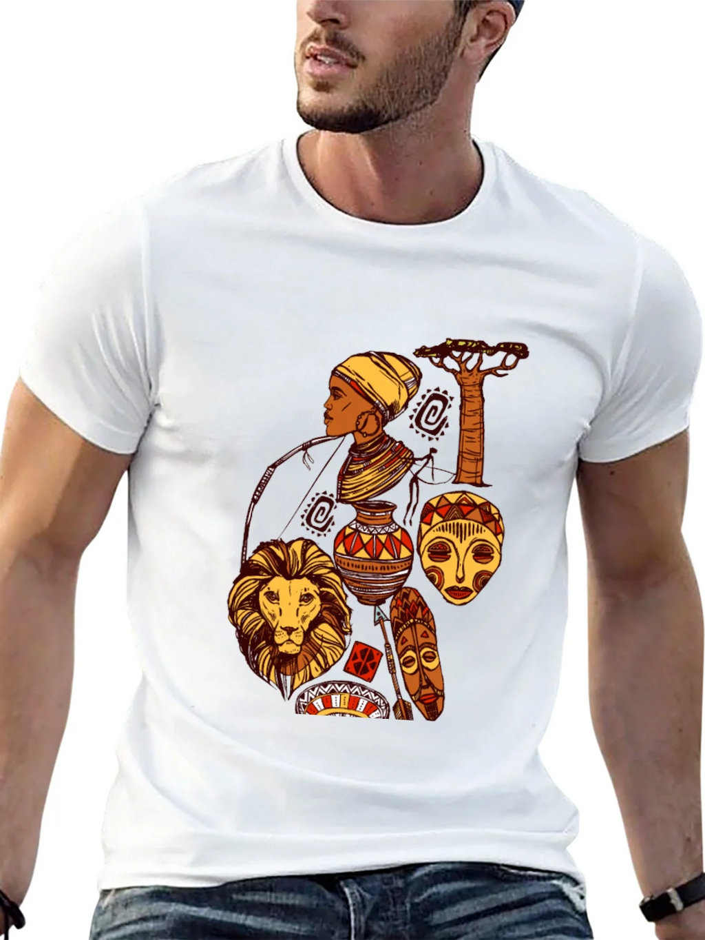 African Culture Graphic Print Black T-Shirt product image 9