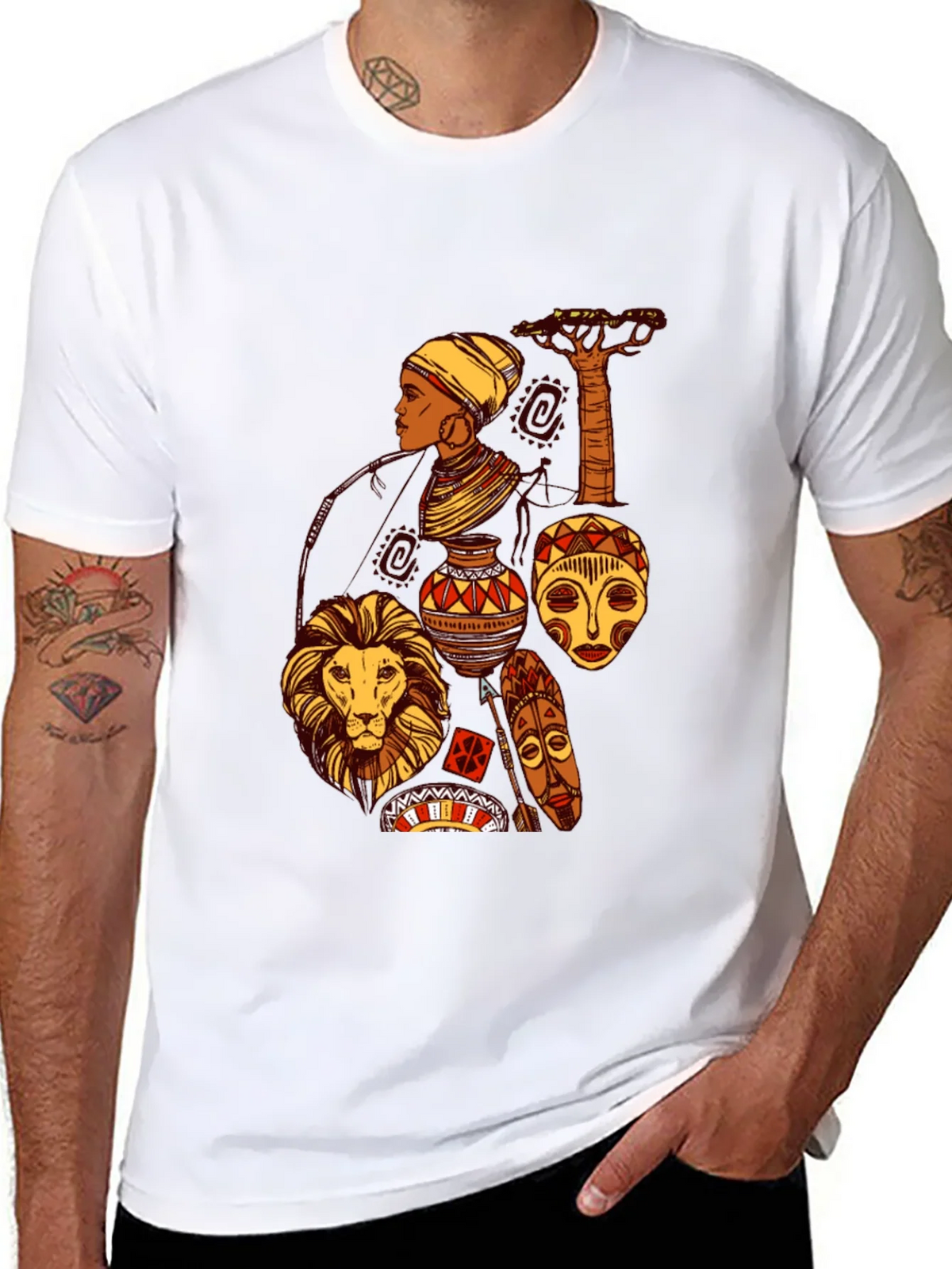 African Culture Graphic Print Black T-Shirt product image 5