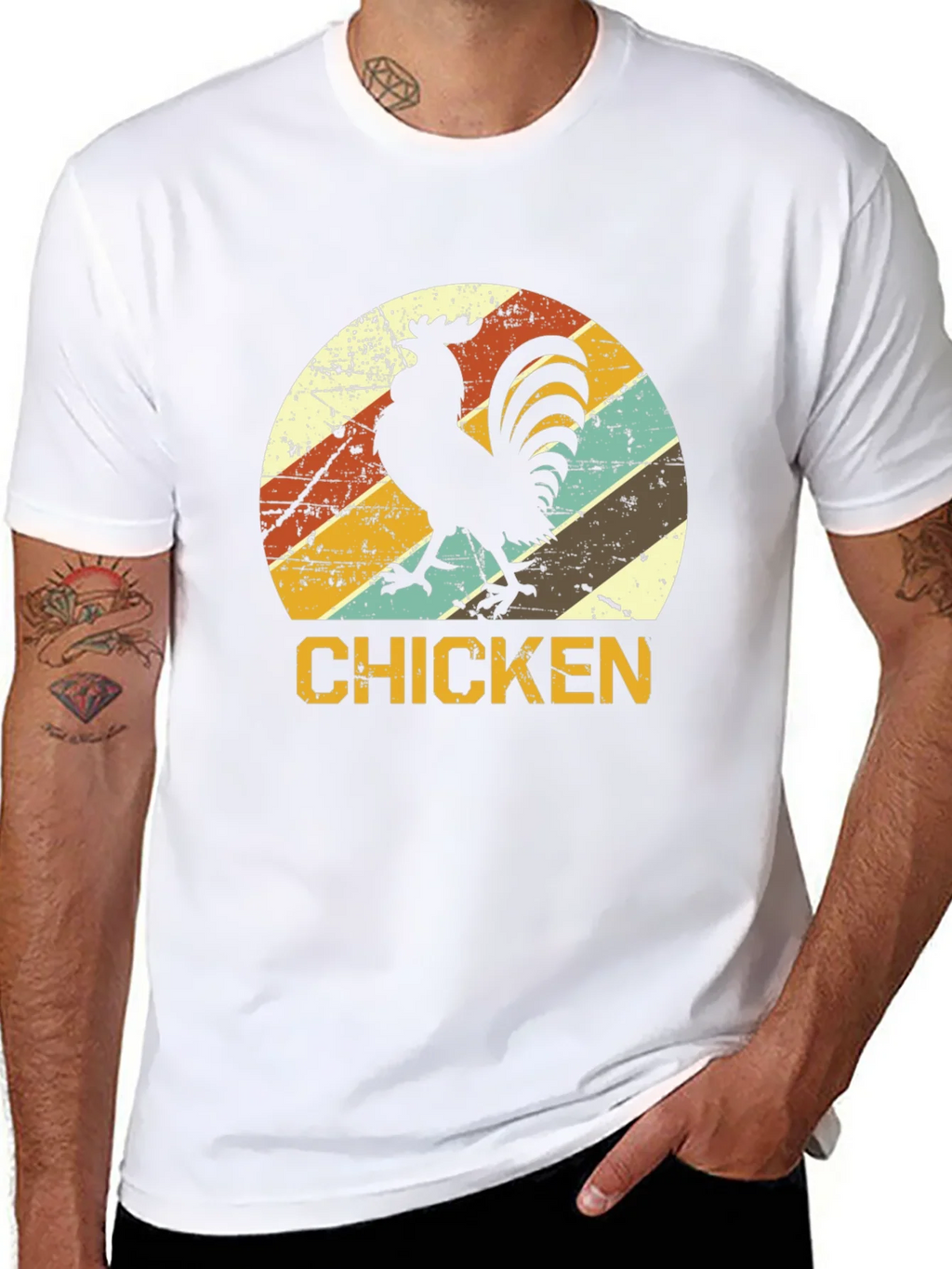 Retro Chicken Graphic T-Shirt - Black product image 7
