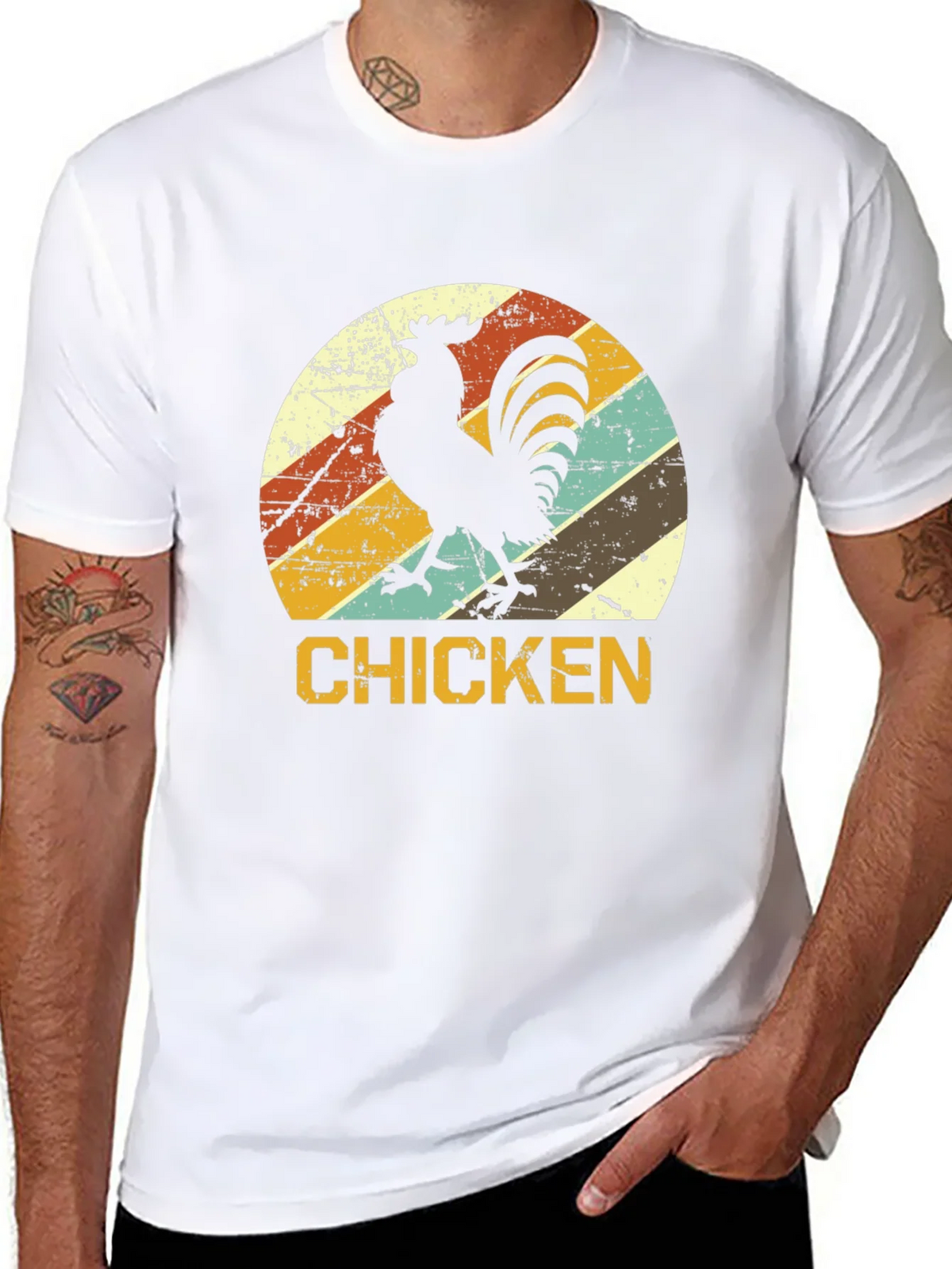Retro Chicken Graphic T-Shirt - Black product image 7