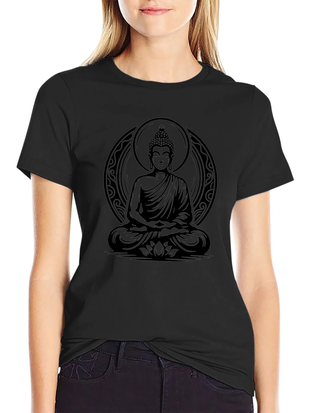Buddha Graphic Print Black T-Shirt for Men product image 2