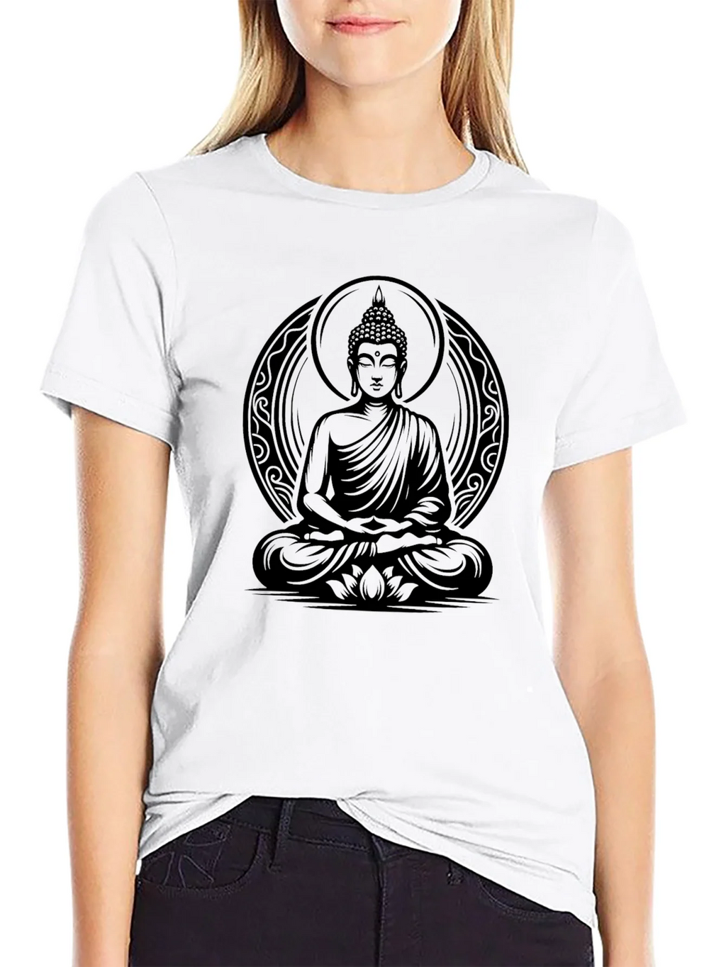 Buddha Graphic Print Black T-Shirt for Men product image 8