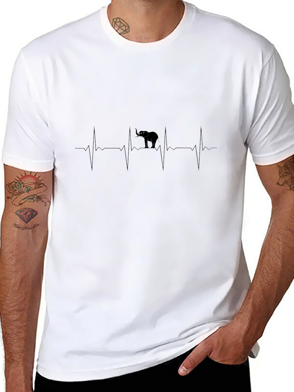 Elephant Heartbeat Graphic Tee - Black Casual T-Shirt product image 7