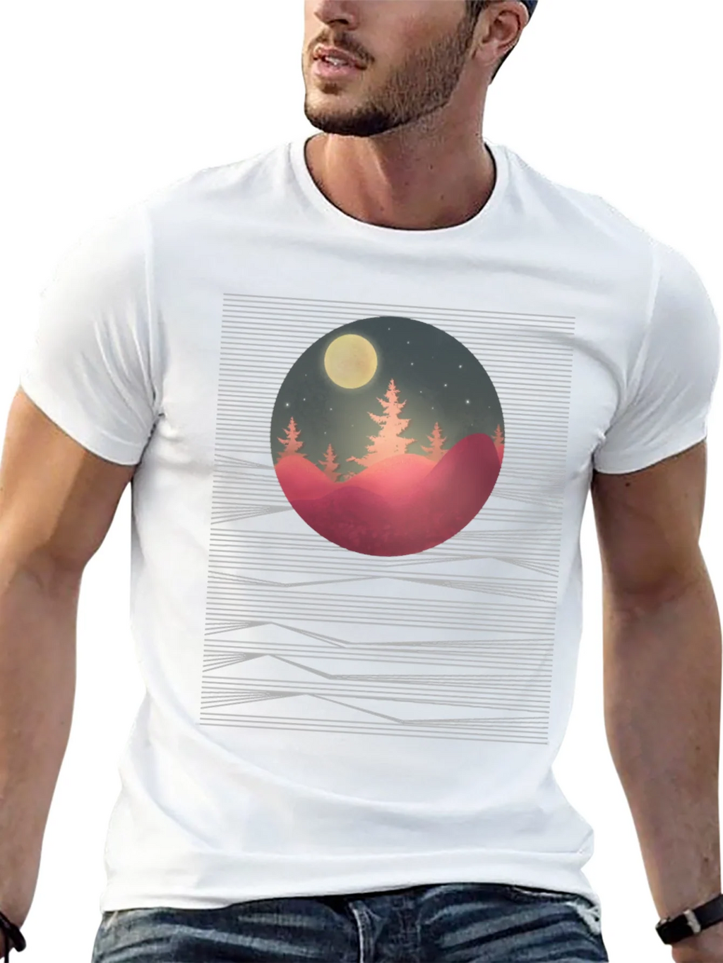 Nature Scene Graphic Tee - Black Cotton T-Shirt product image 12