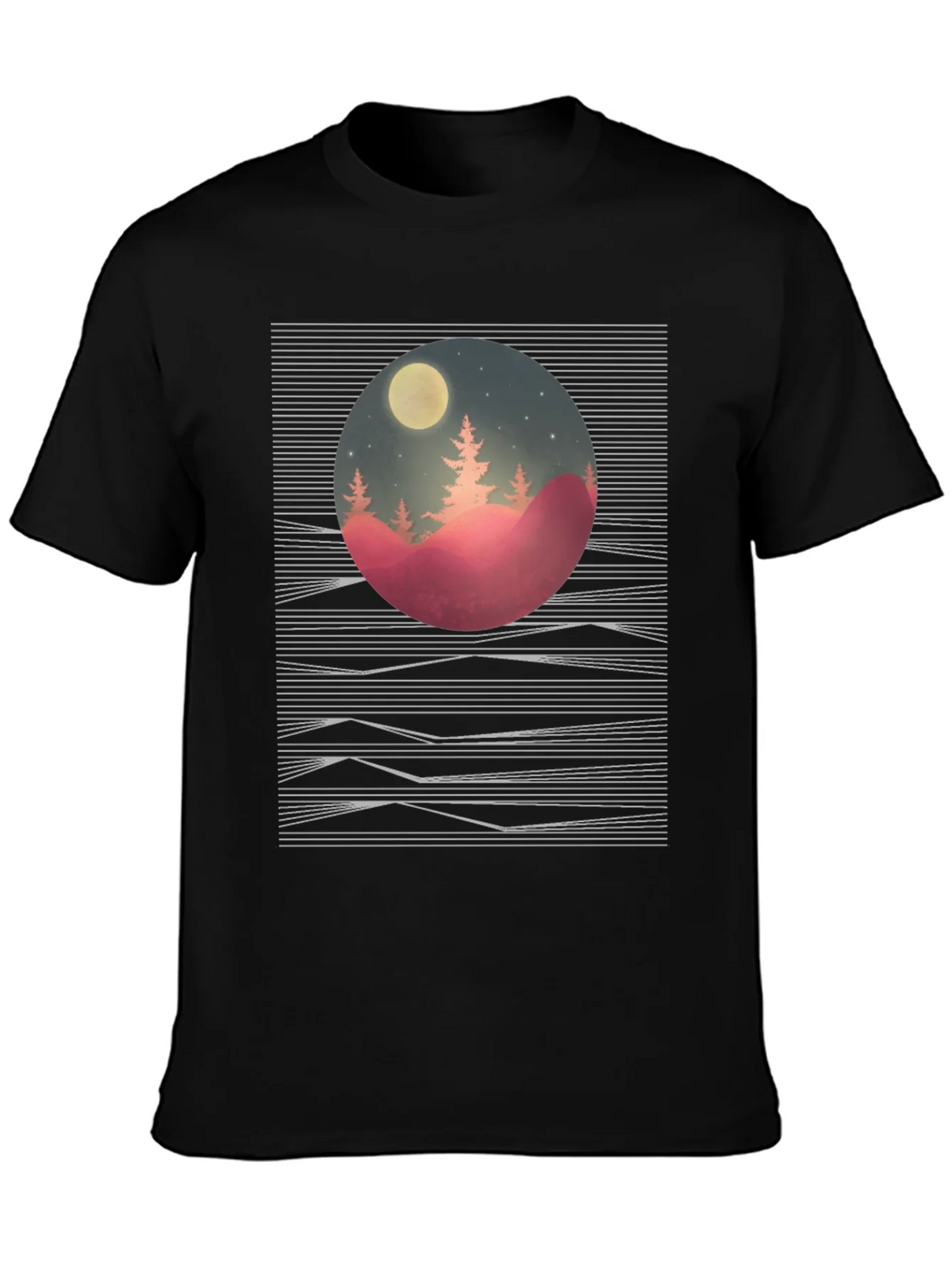 Nature Scene Graphic Tee - Black Cotton T-Shirt product image 3