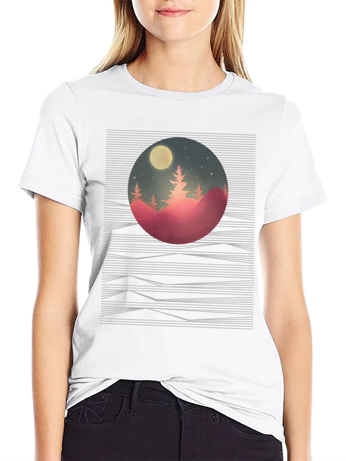 Nature Scene Graphic Tee - Black Cotton T-Shirt product image 8