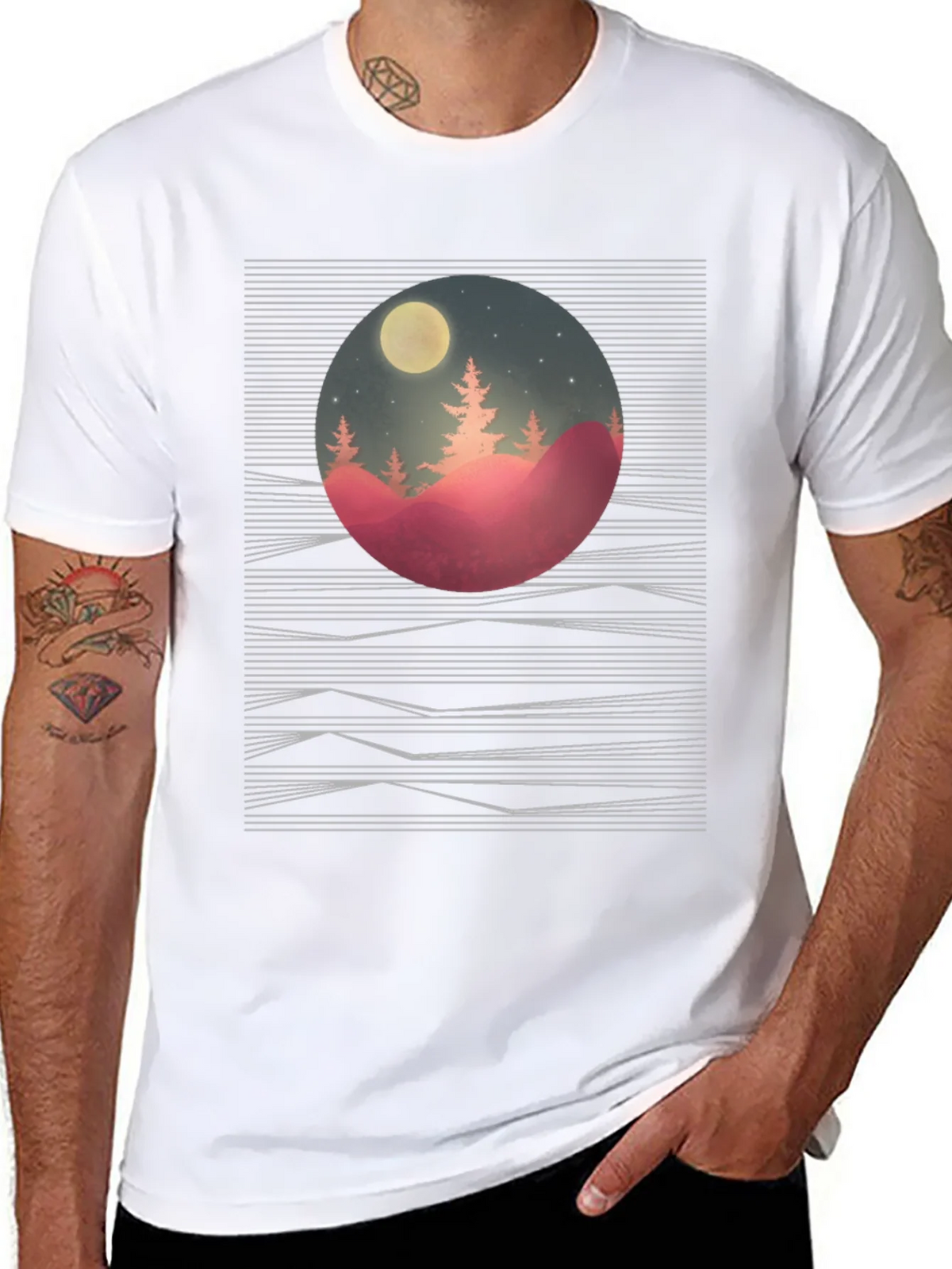Nature Scene Graphic Tee - Black Cotton T-Shirt product image 7