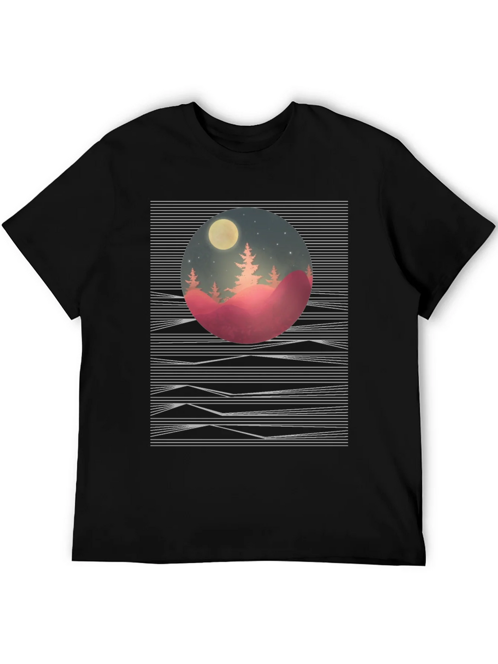 Nature Scene Graphic Tee - Black Cotton T-Shirt product image 5