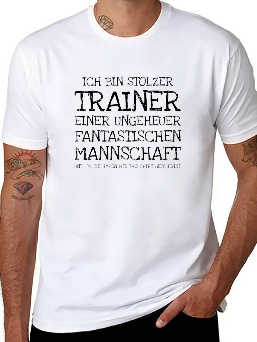 Proud Trainer T-Shirt - German Quote - Black Tee product image 7