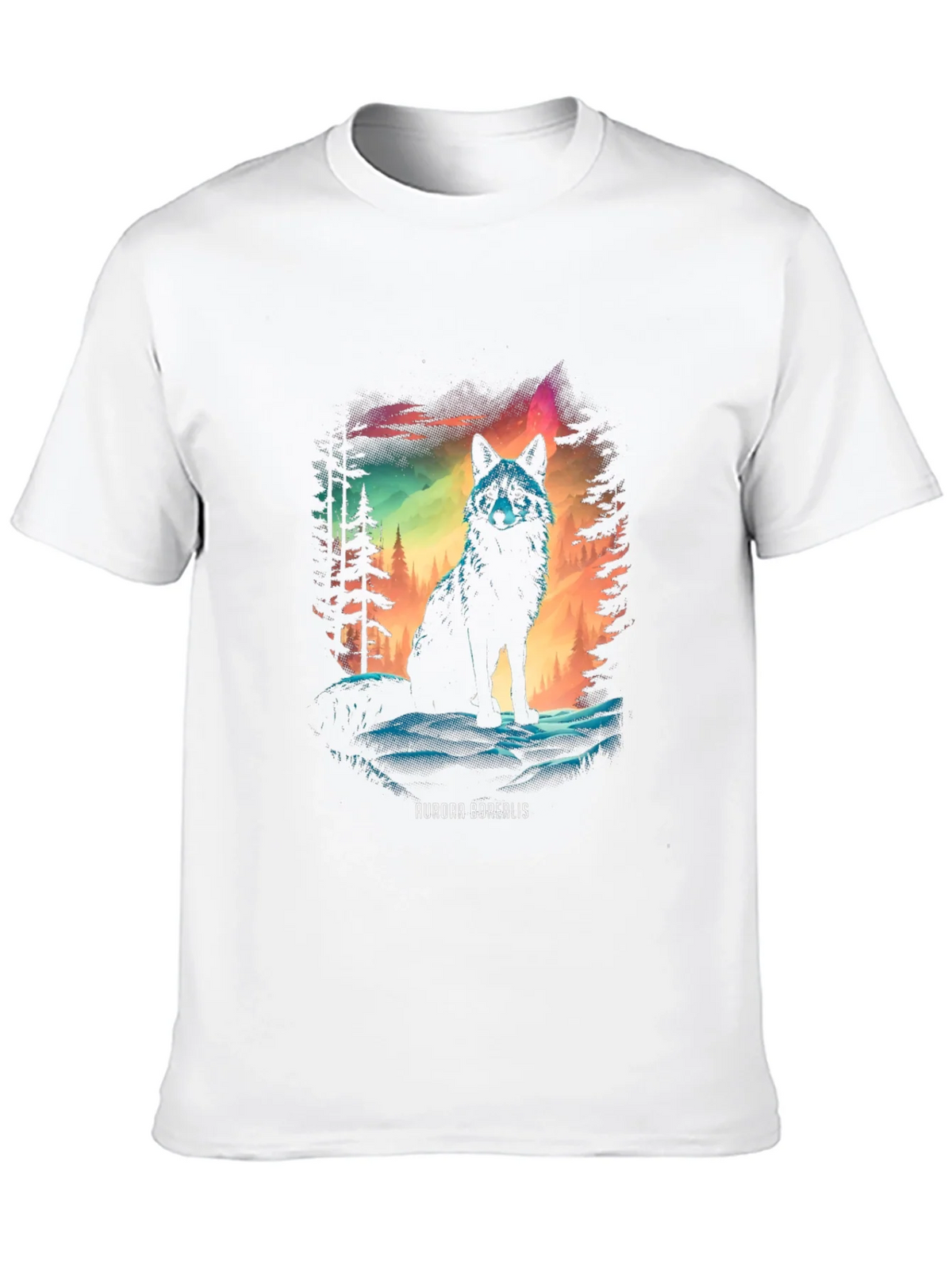 Aurora Borealis Wolf Graphic T-Shirt product image 7