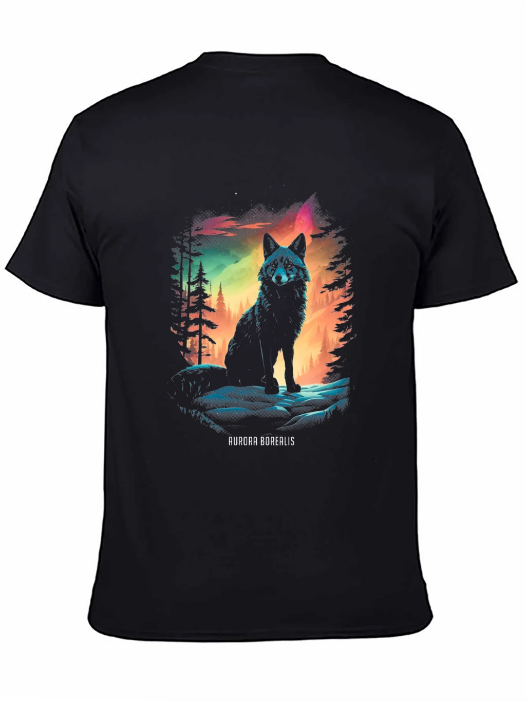 Aurora Borealis Wolf Graphic T-Shirt product image 3