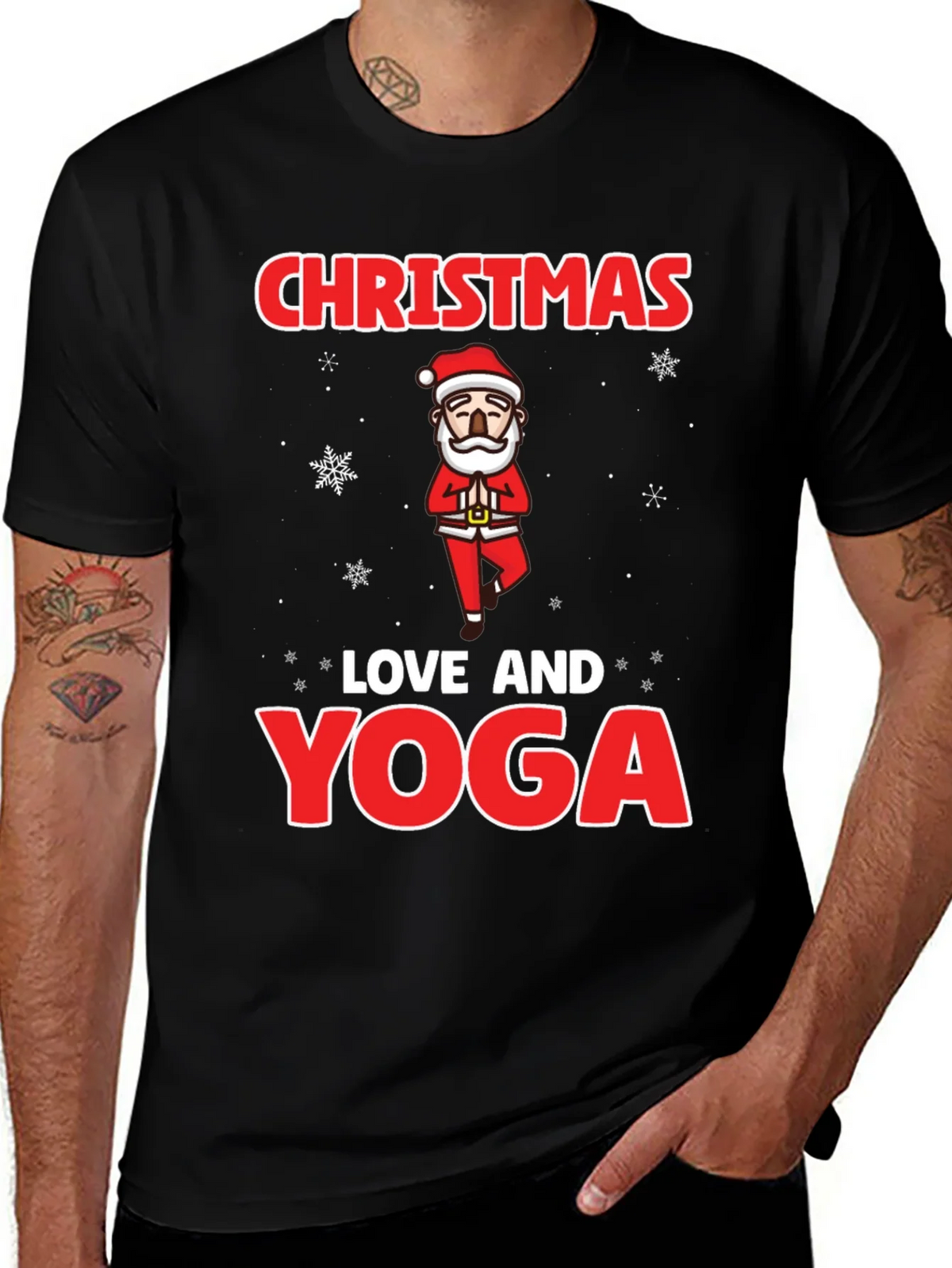 Christmas Love and Yoga Graphic T-Shirt product image 1
