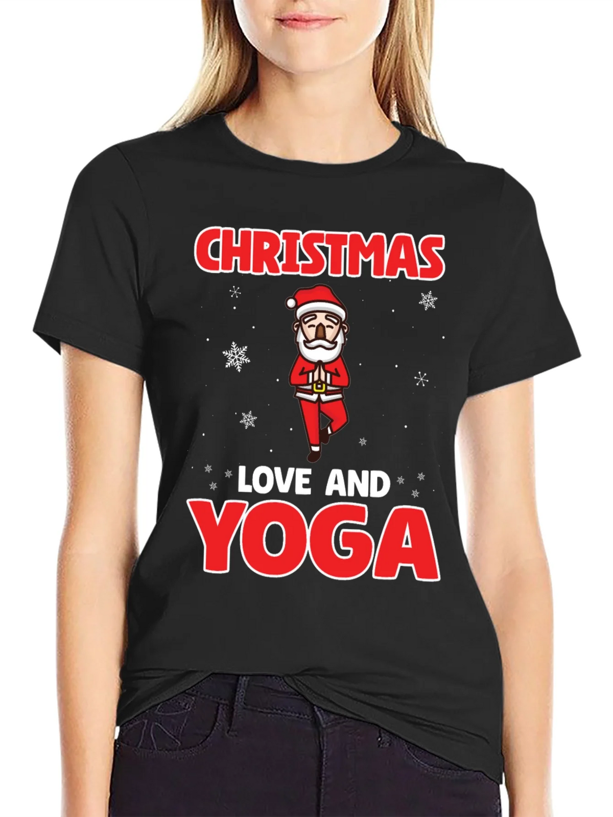 Christmas Love and Yoga Graphic T-Shirt product image 2