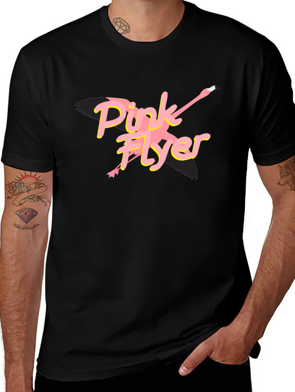 Pink Flyer Black T-Shirt product image 1