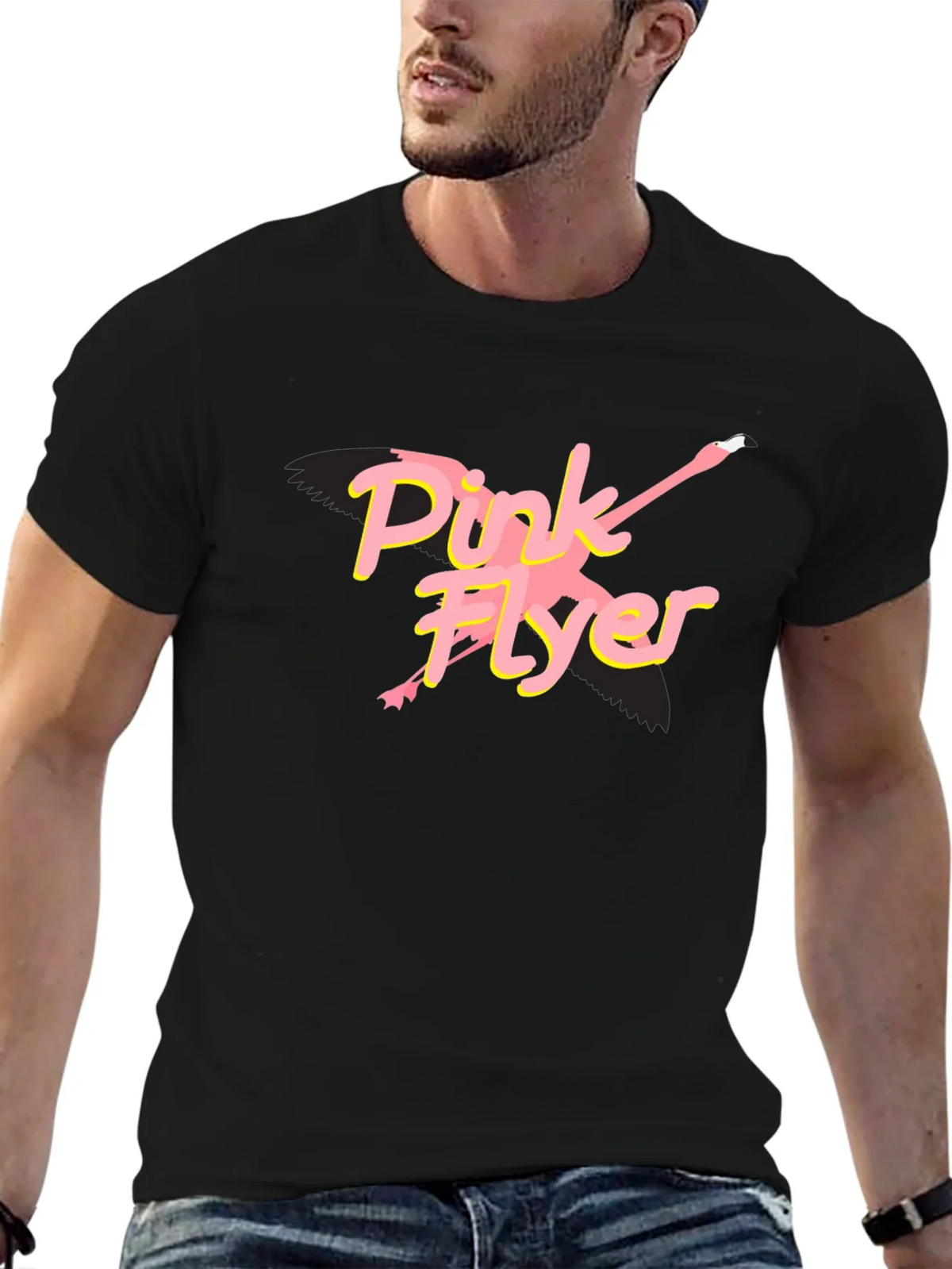Pink Flyer Black T-Shirt product image 5