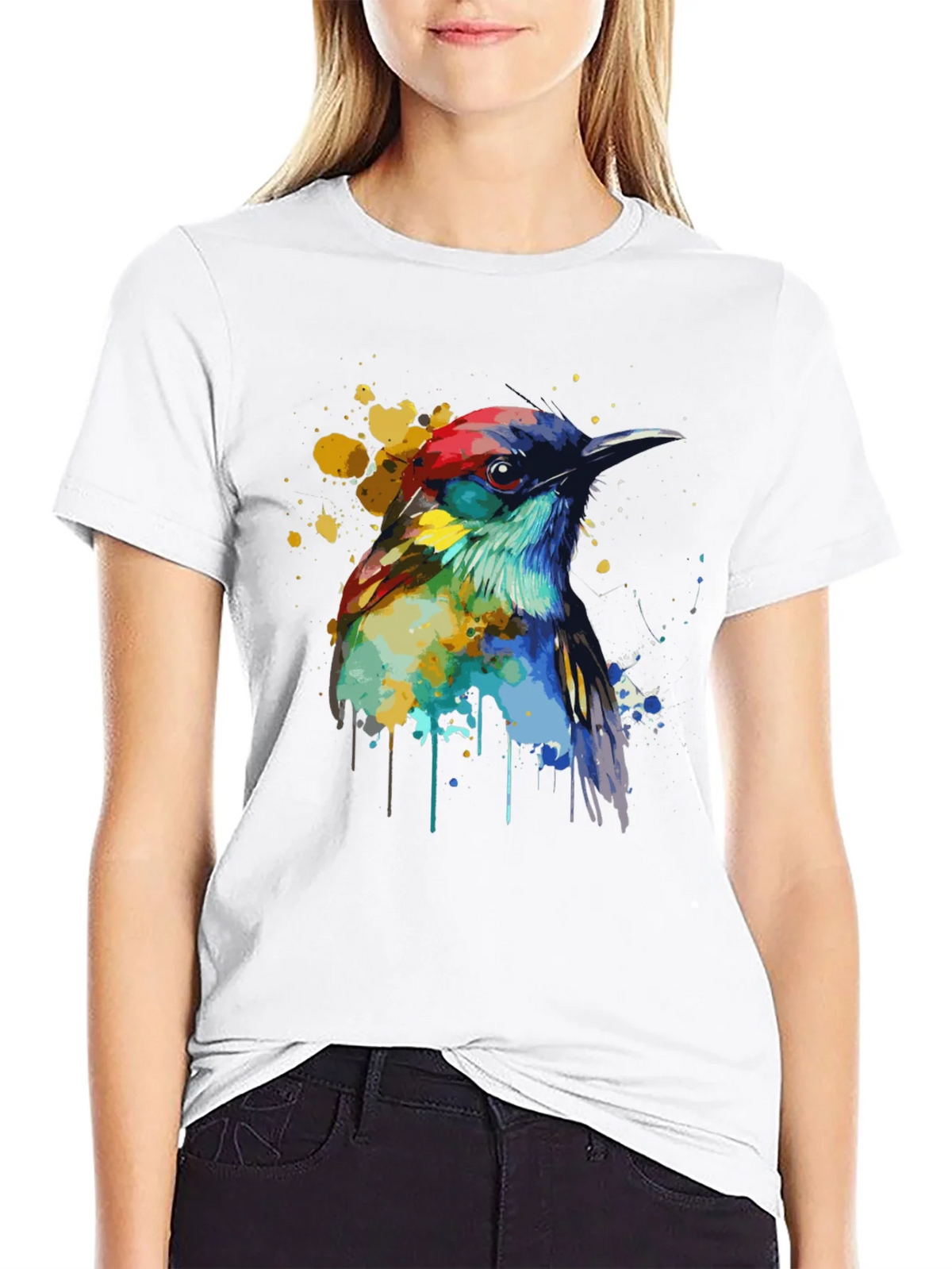 Watercolor Bird Graphic T-Shirt product image 7