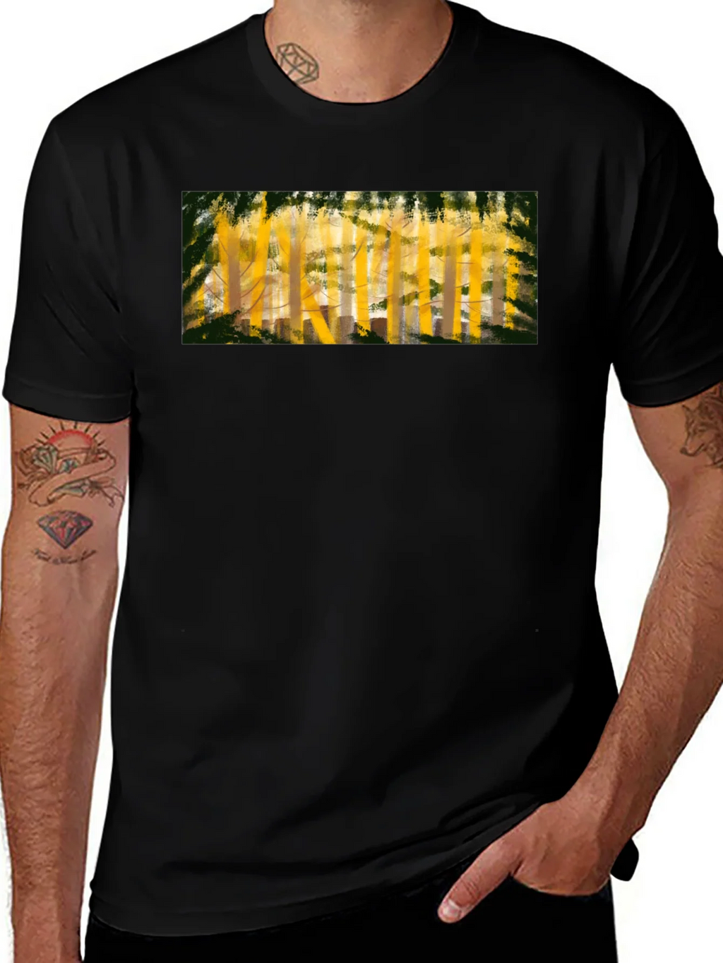 Abstract Forest Print Black T-Shirt product image 1