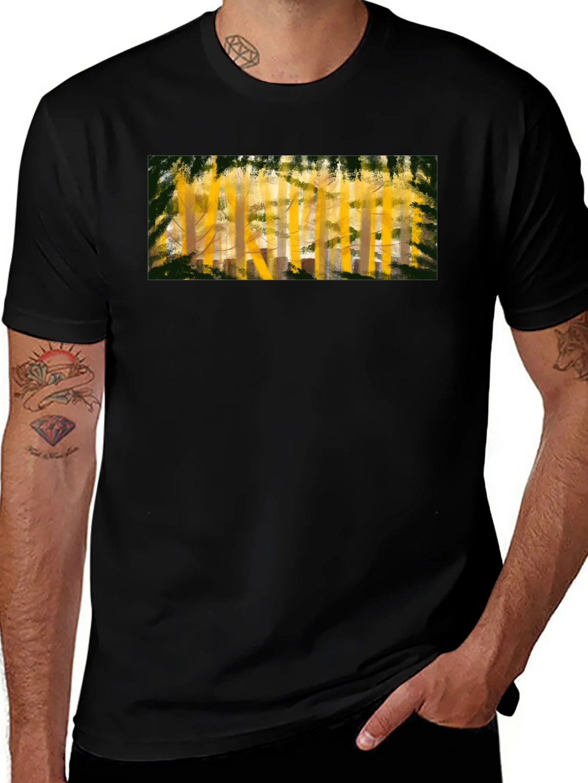 Abstract Forest Print Black T-Shirt product image 1