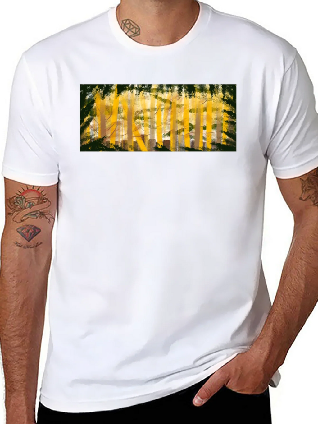 Abstract Forest Print Black T-Shirt product image 7