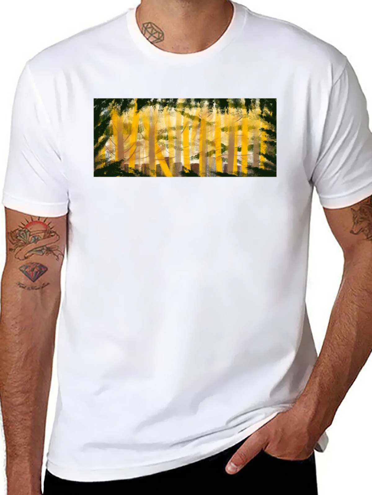 Abstract Forest Print Black T-Shirt product image 7