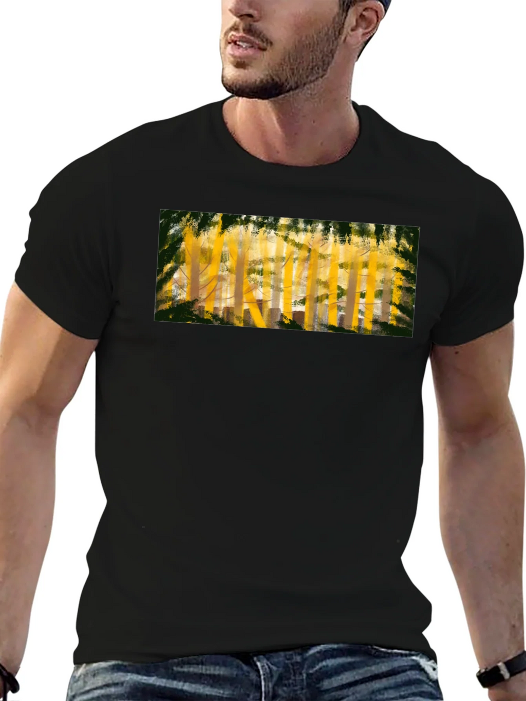 Abstract Forest Print Black T-Shirt product image 6