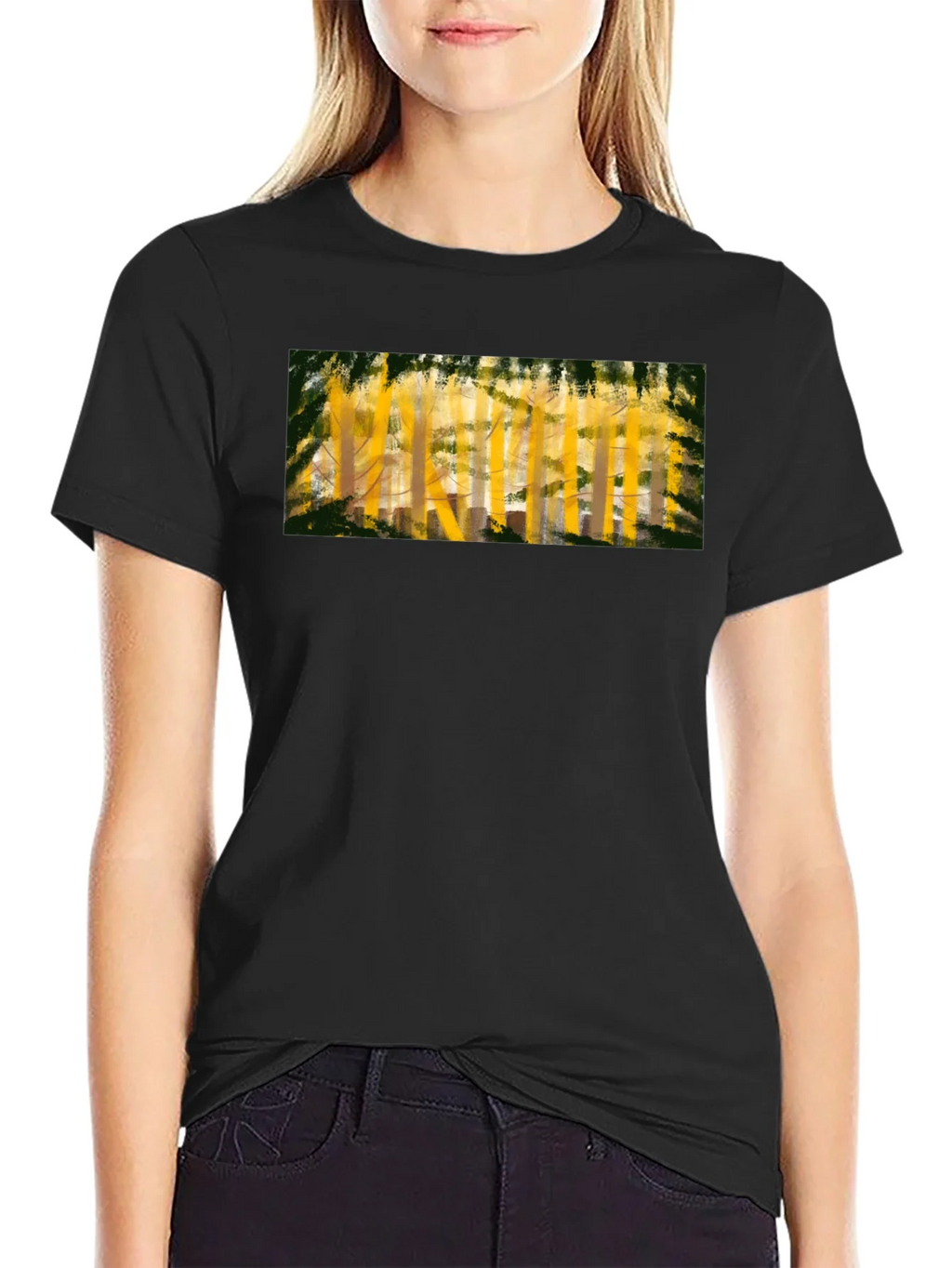 Abstract Forest Print Black T-Shirt product image 2
