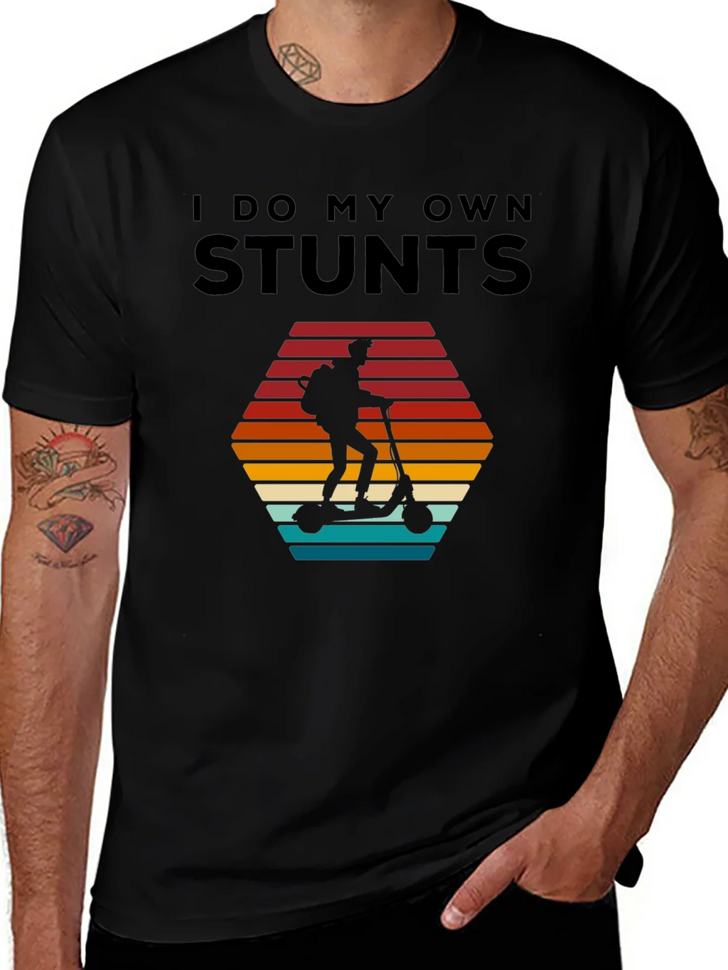 I Do My Own Stunts T-Shirt - Scooter Rider Design product image 1