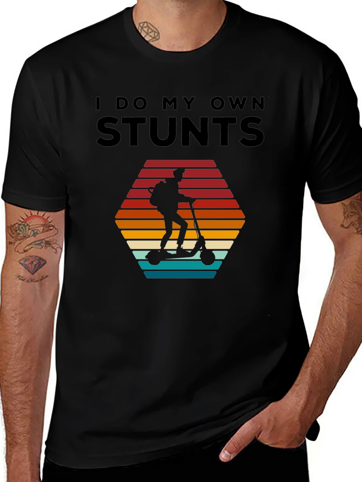 I Do My Own Stunts T-Shirt - Scooter Rider Design product image 1