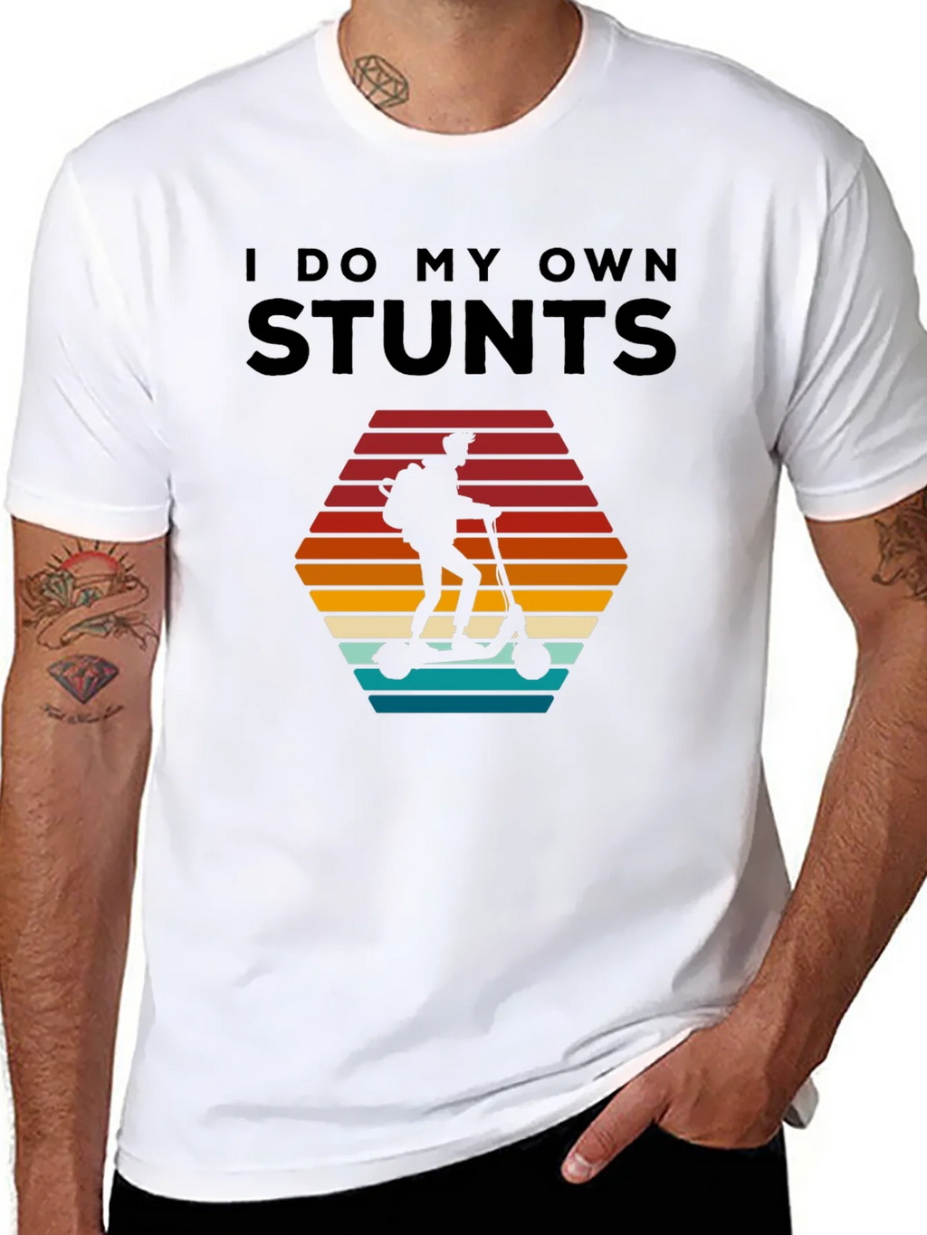 I Do My Own Stunts T-Shirt - Scooter Rider Design product image 4