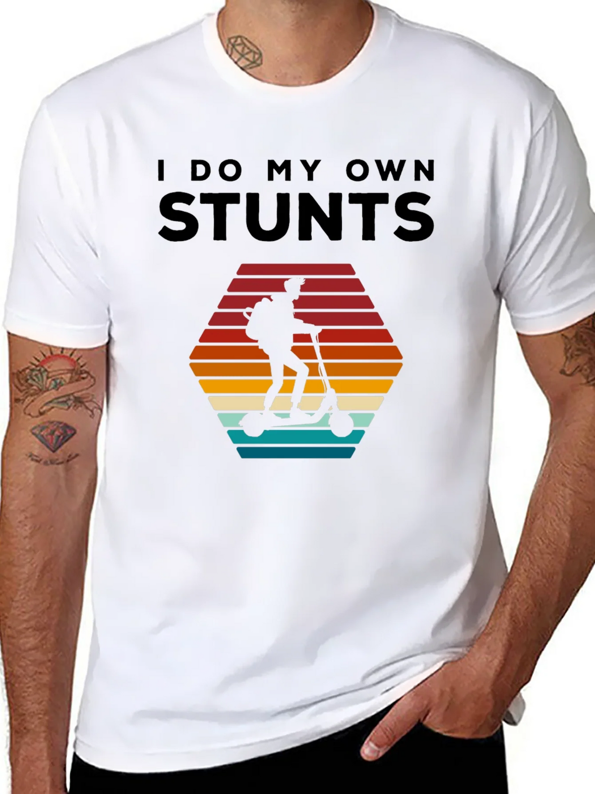 I Do My Own Stunts T-Shirt - Scooter Rider Design product image 4