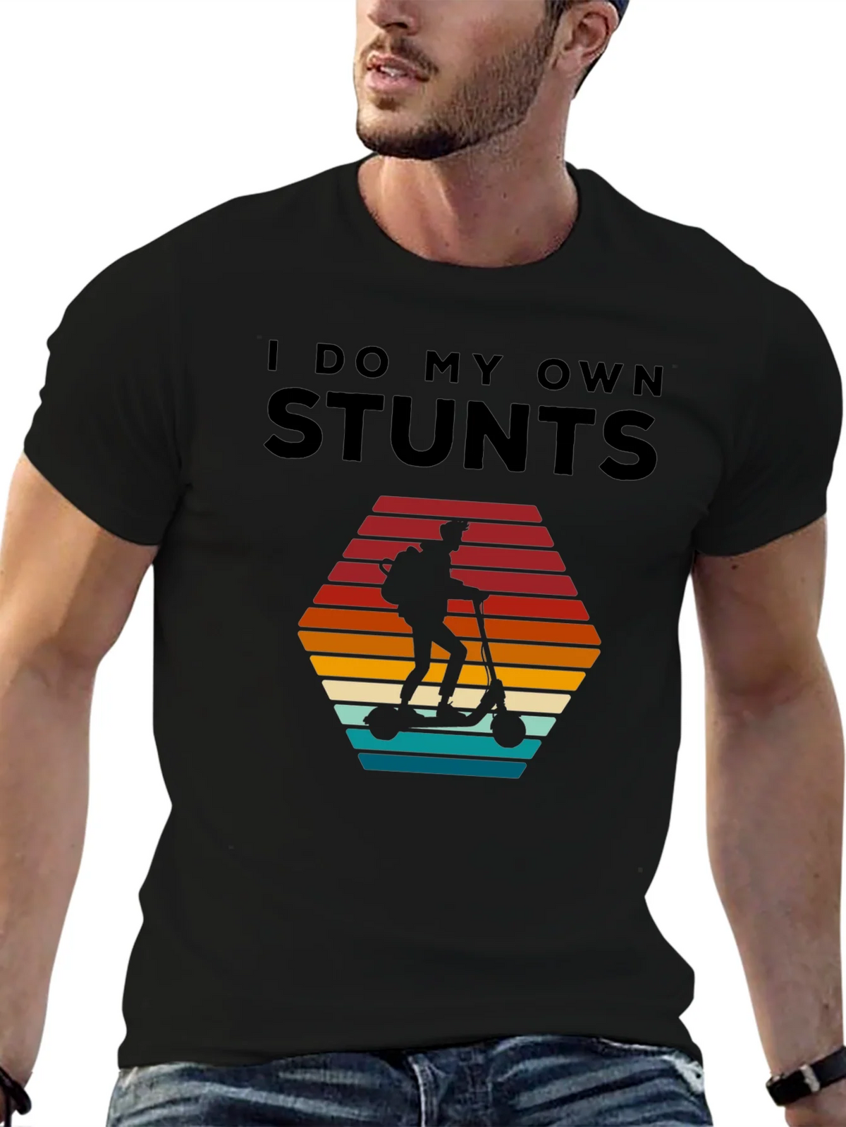 I Do My Own Stunts T-Shirt - Scooter Rider Design product image 3