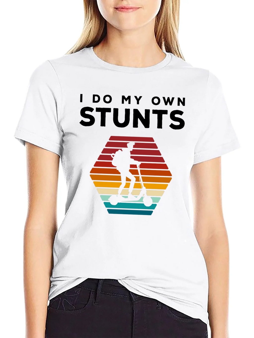 I Do My Own Stunts T-Shirt - Scooter Rider Design product image 5