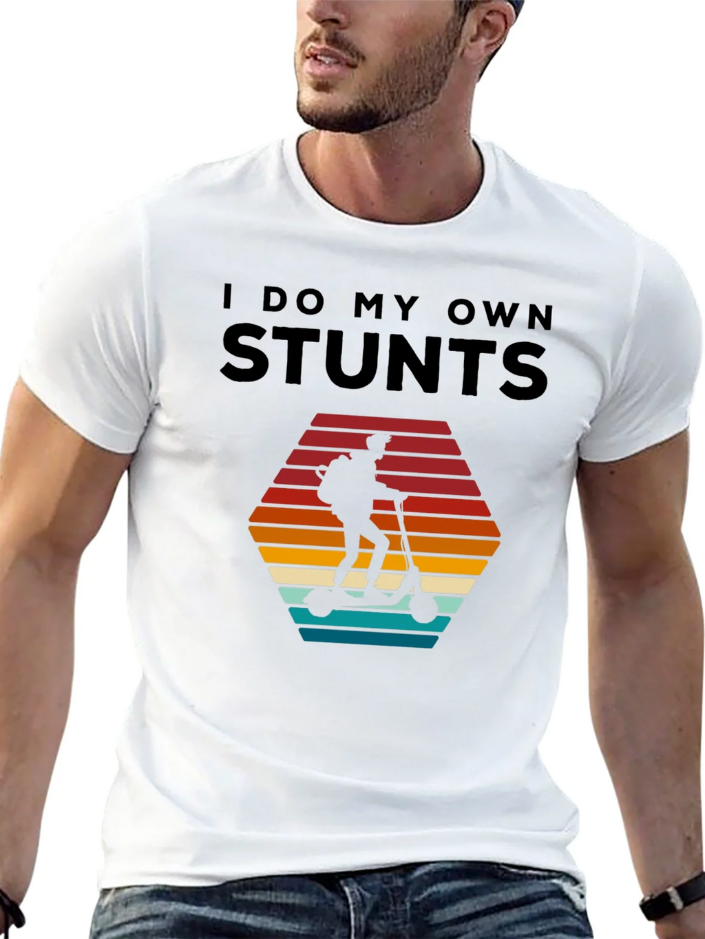 I Do My Own Stunts T-Shirt - Scooter Rider Design product image 8