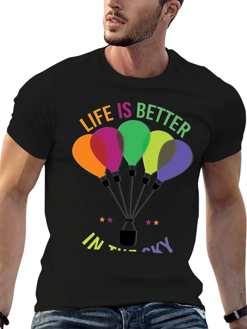 Life is Better in the Sky Hot Air Balloon Graphic Tee product image 5