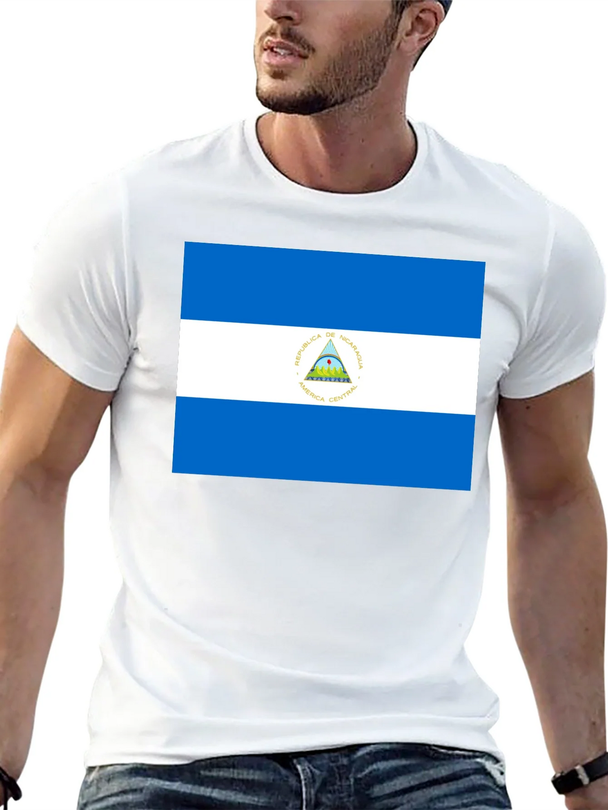 Nicaragua Flag T-Shirt - Black Cotton Tee product image 12